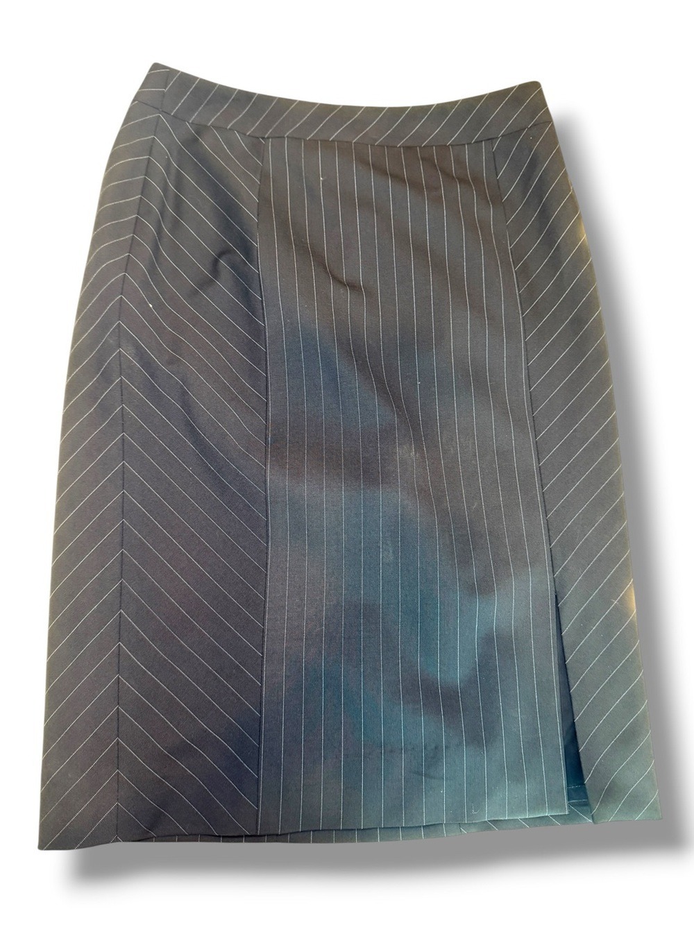 Classiques Entier Navy White Chevron Pinstripe Pencil Skirt Size 4